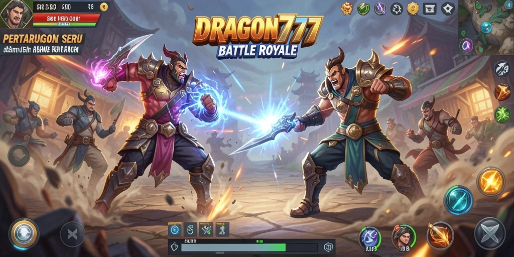 Screenshot yang menampilkan aksi pertempuran intens di DRAGON777.