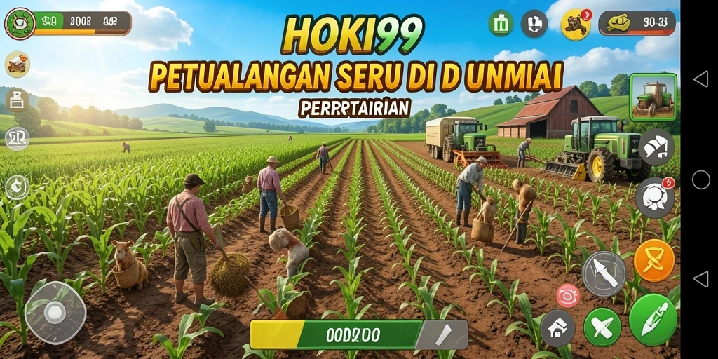 Screenshot HOKI99 menampilkan suasana gameplay pertanian yang menyenangkan.