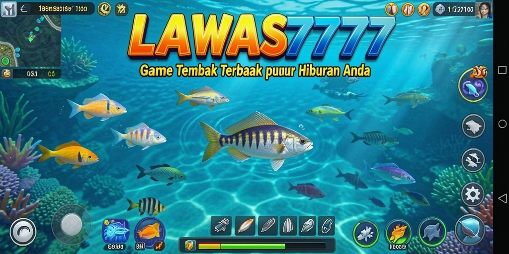 Tampilan aksi seru di LAWAS777 saat menembak ikan di lautan.