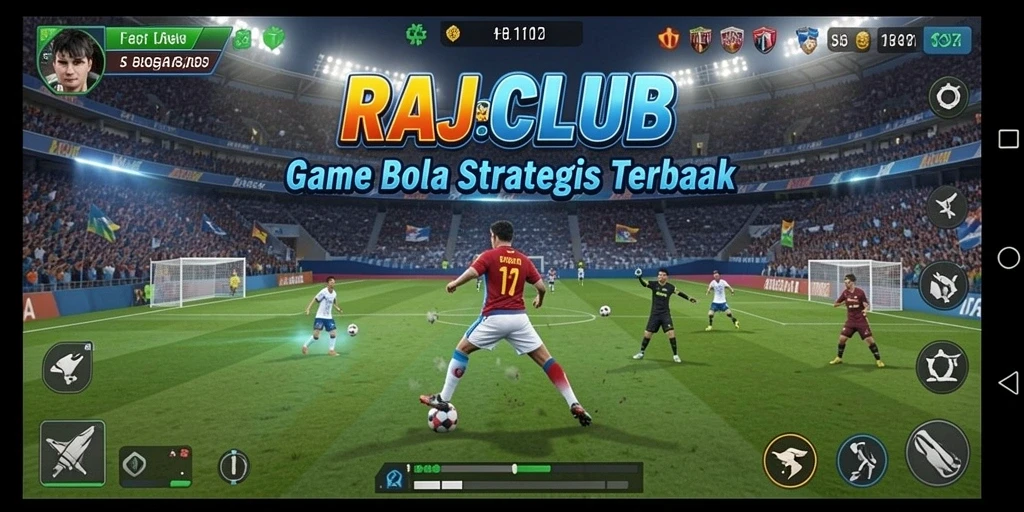 Screenshot RAJACLUB menunjukkan aksi seru dalam pertandingan sepak bola.