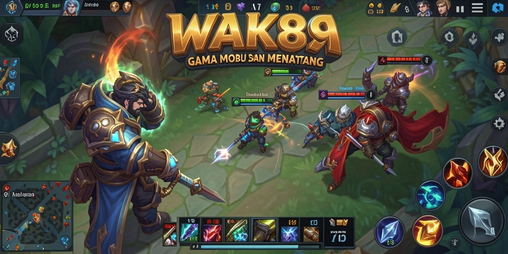 Tampilan gameplay seru dari WAK89 dengan aksi MOBA yang mendebarkan.